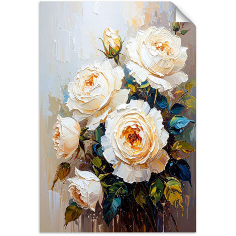 Selbstklebendes Poster – Wandsticker Strauß weißer Rosen 40x60 cm