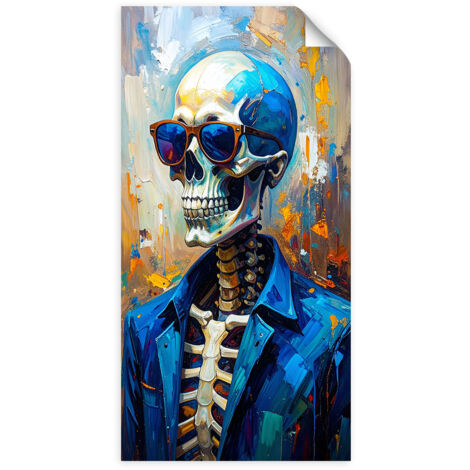 Selbstklebendes Poster – Wandsticker Totenkopf mit Brille 80x160 cm