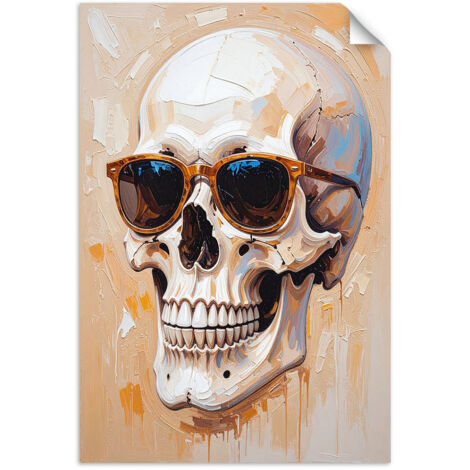 Selbstklebendes Poster – Wandsticker Totenkopf mit Brille und Farbeffekt 40x60 cm