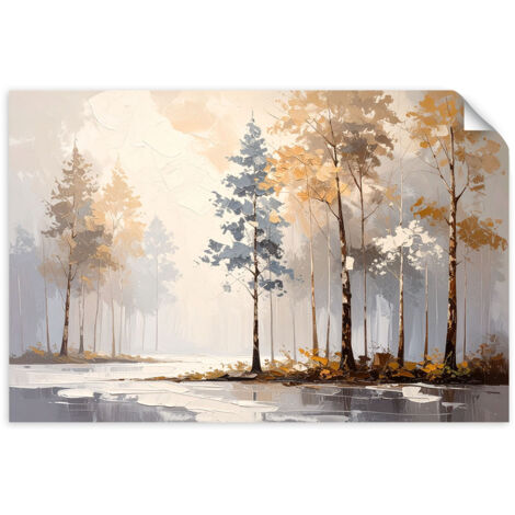 Selbstklebendes Poster – Wandsticker Wald Bäume Landschaft 120x80 cm