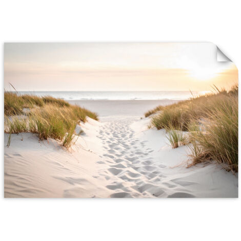 Selbstklebendes Poster – Wandsticker Weg zum Strand Sand Meer Pflanzen 120x80 cm
