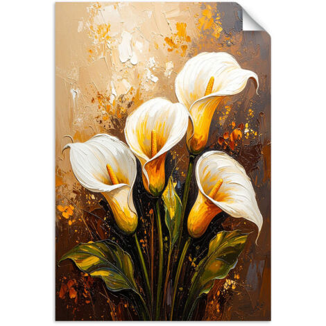 Selbstklebendes Poster – Wandsticker Weiße Lilien wie gemalte Blumen 20x30 cm