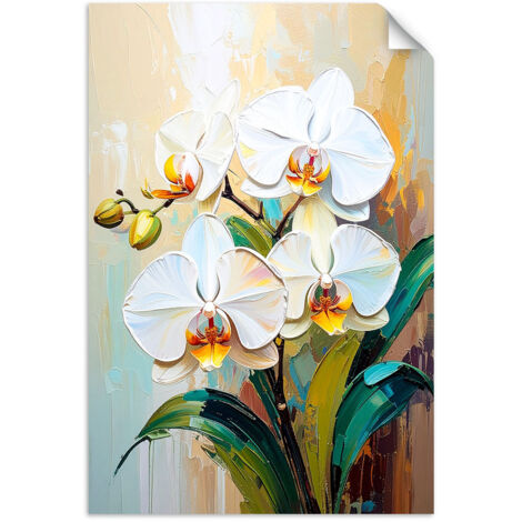 Selbstklebendes Poster – Wandsticker Weiße Orchideen Blumen 70x100 cm