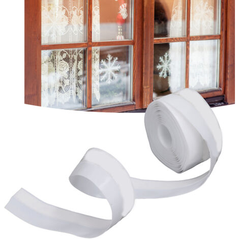 Selbstklebendes Silikon-Dichtungsband für Fenster und Türen, 5 m lang x 35 mm breit, weiß, 1 Rolle