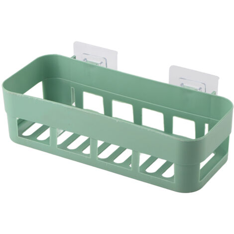 Selbstklebendes Wandregal für Bad oder Küche, 26 x 10 x 7 cm, Eckregal ohne Bohren, 1 Stück aus grünem PP, ideal für die Dusche