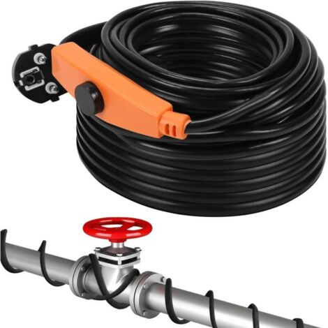Selbstregulierendes Heizkabel Schwarz mit Thermostat für Wasserleitung oder Pflanzen, Heizungsthermostat Frostschutzkabel für Rohrleitungen, Winterlicher Frostschutz 64W 4m 16W/M