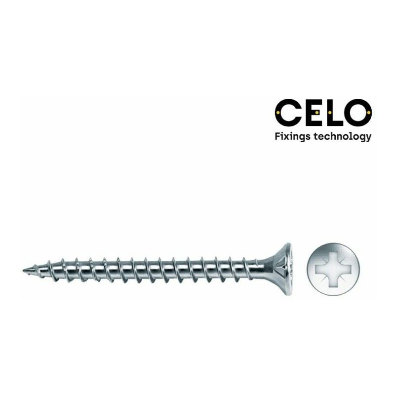 Schachtel mit 1000 versenkten Holzschrauben Pozi Din/Ref Vlox Ø3,5 x 13 mm, verzinkt + geschmiert – Celo