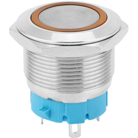 selbstverriegelnde, beleuchtete 4-polige Drucktaster 22 mm IP65 für Boot und Auto (Gelb 12-24 VDC)