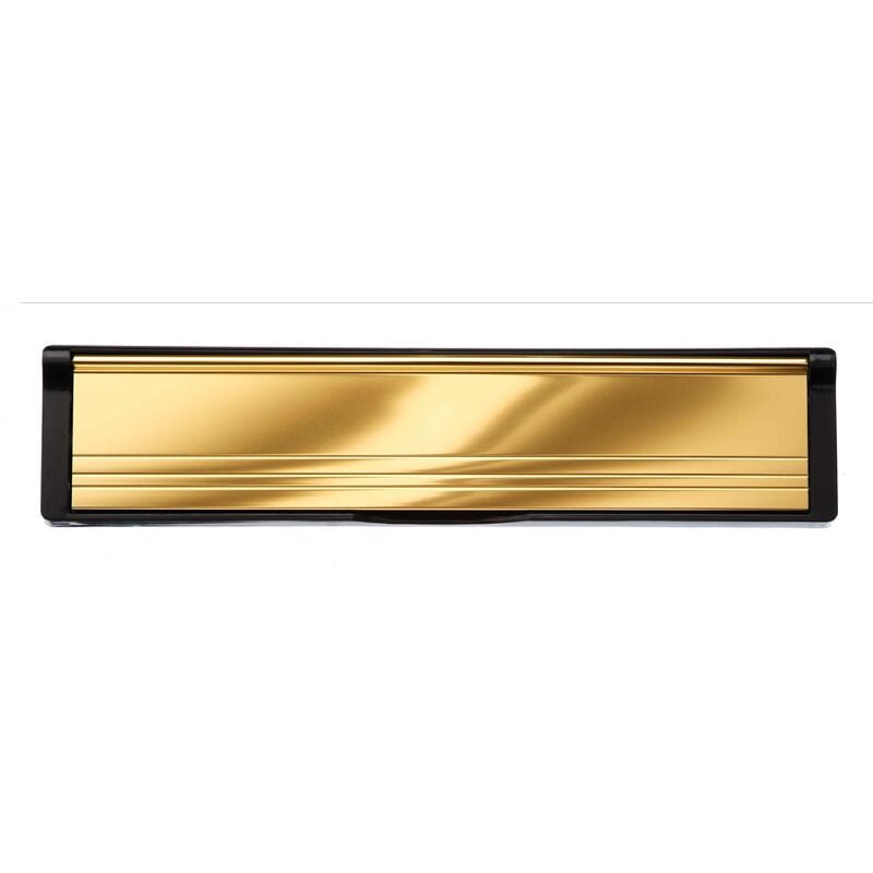Post port 10' Letterplate, 40-80mm Deep, Black/Polished Gold - Black - Select