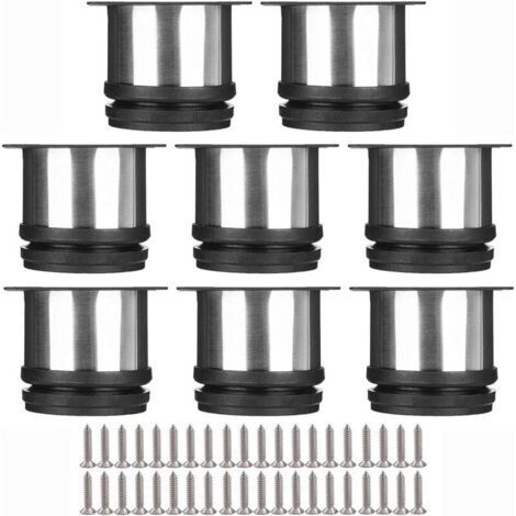 Selected Lot de 8 Pieds de Meubles, Pied Cuisine Réglables Ø 50 mm/Hauteur 50 mm Ronds Métal Acier Inoxydable Canapé Jambe Table Pieds