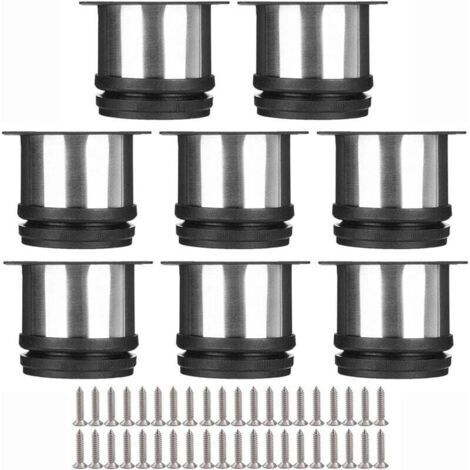 Selected Lot de 8 Pieds de Meubles, Pied Cuisine Réglables Ø 50 mm/Hauteur 50 mm Ronds Métal Acier Inoxydable Canapé Jambe Table Pieds