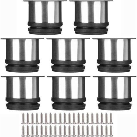 Selected Lot de 8 Pieds de Meubles, Pied Cuisine Réglables Ø 50 mm/Hauteur 50 mm Ronds Métal Acier Inoxydable Canapé Jambe Table Pieds