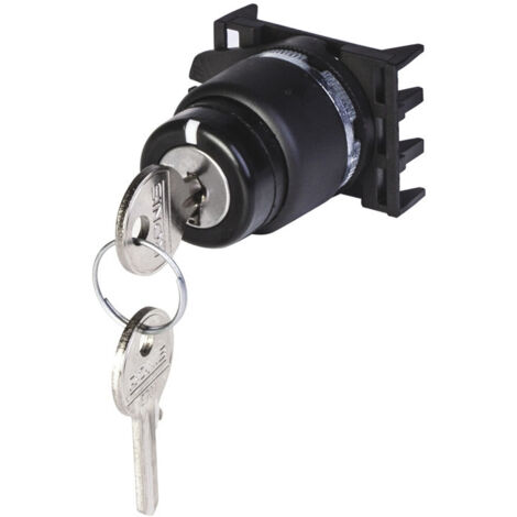 Selecteur à clé 3 positions stables rotation 2x90° noir pour pose sur boitier ou coffret