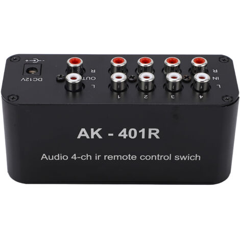 Sélecteur Audio 1 en 4 Sorties avec Télécommande - Commutateur RCA 12V