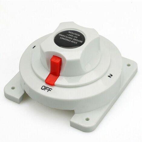 Sélecteur de batterie CC blanc marin, interrupteur de protection électrique pour camping-car, accessoires marins et yachts.