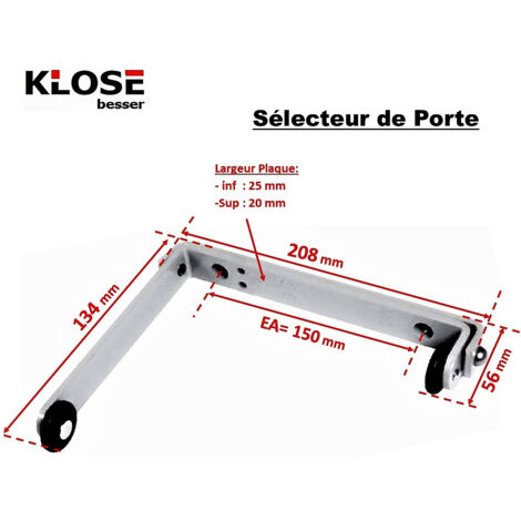 Klose Besser – Sélecteur de porte acier – Réversible – Force de fermeture 1154 – Charge maximale 30 kg – Finitions noir, blanc, gris, nickel satin