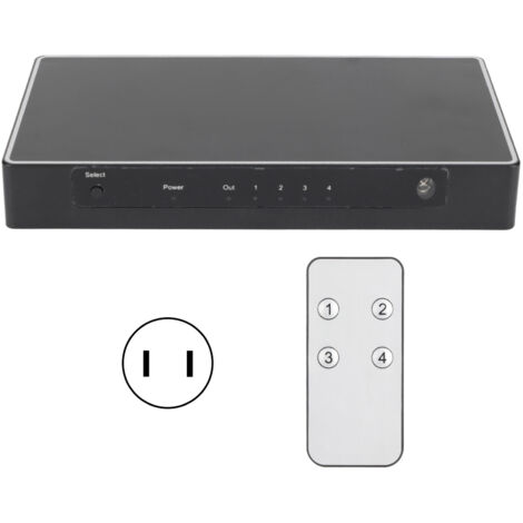 Sélecteur HDMI 4K 4 Entrées 1 Sortie 60Hz 6Gbps - Convertisseur Multimédia Haute Définition - Alimentation 100‑240V Prise US