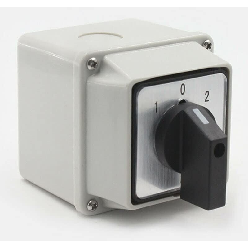 Sélecteur Rotatif à Came Universel LW26-20A 220V - 8 bornes 3 positions 1-0-2 Commutateur Inverseur avec interrupteur principal