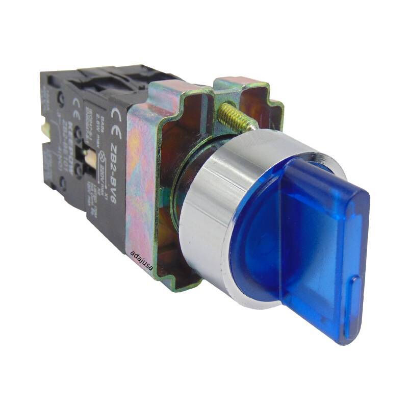 

Selector luminoso azul 2 posiciones metalico completo 1 contacto abierto NA
