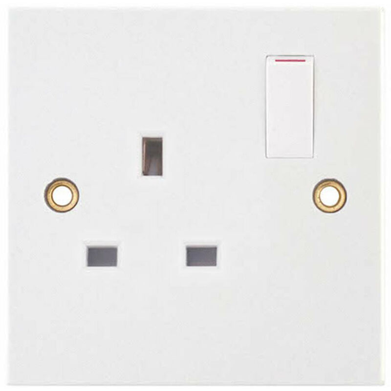 LG9099 13A 1 Gang Single Pole Switched Socket Outlet - White - Selectric