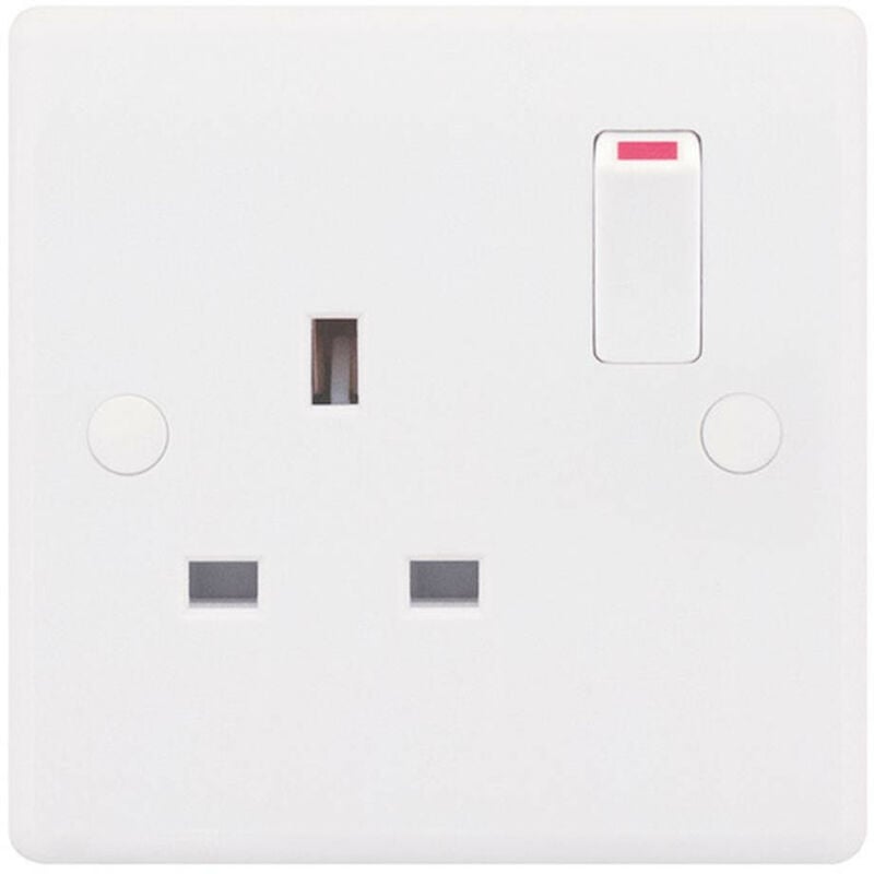 SSL521 13A 1 Gang Single Pole Switched Socket Outlet - White - Selectric