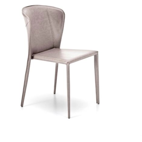 Selene, Set di 4 sedie in similcuoio Grigio (49cm X 56cm H. 82cm)  Duzzle