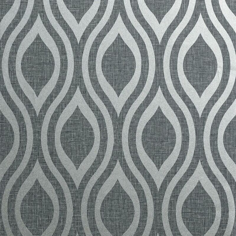 Luxe Ogee Gunmetal Silver Grey Self-Adhesive Contemporary Wallpaper - Arthouse