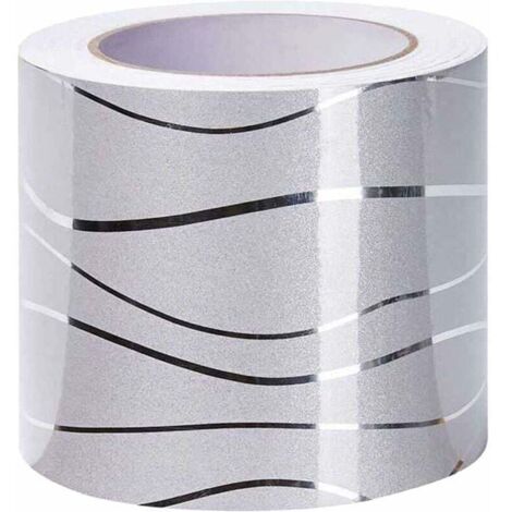 Self-adhesive bronzing wave wallpaper border – Removable decoration for walls, shop windows, mirrors – Waterproof PVC 10cm x 5m