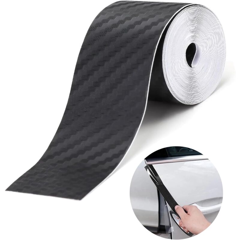 Tigrezy - Self Adhesive Carbon Film 3cm x 5m Car Door Sill Protector 3D Carbon Fiber Car Sticker Protective Film Paint Protection Edge Protector for