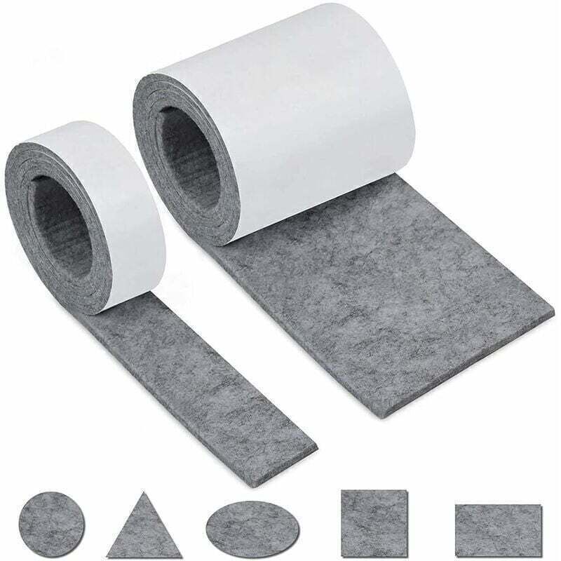 Self-adhesive felt glides for furniture, 2 rolls (100×10 cm + 100×2 cm), can be cut to any size and shape, non-slip felt glides to protect the legs