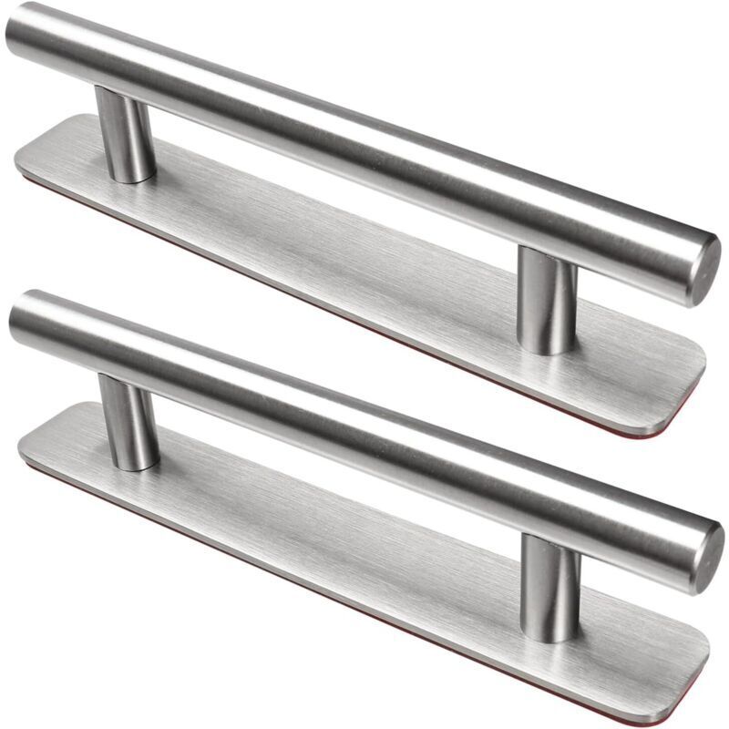 Self-Adhesive Furniture Handle, 2 Pieces Stainless Steel Door Handles, 150mm Handles for Kitchen Cabinets, Dresser Doors, Wardrobes, Silver