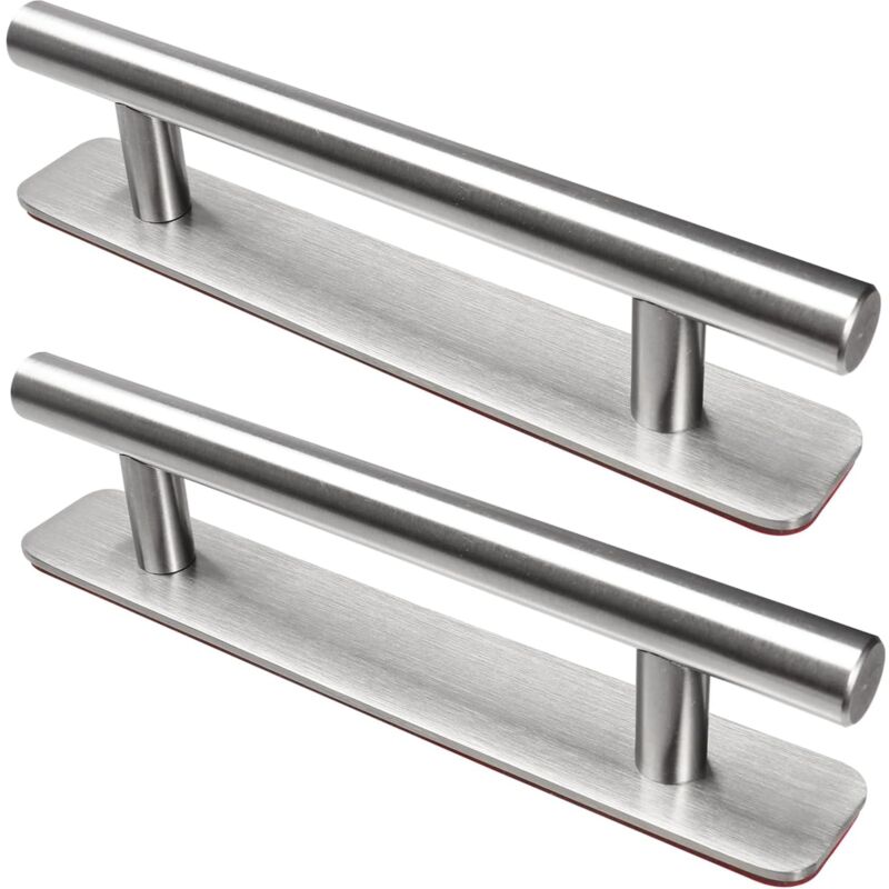 Self-Adhesive Furniture Handle, 2 Pieces Stainless Steel Door Handles, 150mm Handles for Kitchen Cupboards Door Dresser Wardrobe, Silver