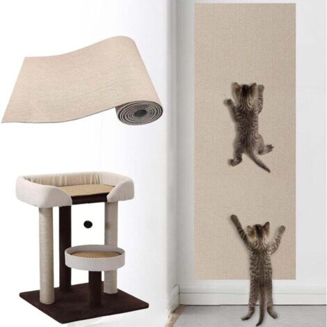 Self-Adhesive Scratching Boards, Khaki Cat Scratching Mat, Cat Scratching Mat, Cat Wall Rug, Cats Scratching Board, Cat Scratching Wall (200 cm x 40 cm) MUMU
