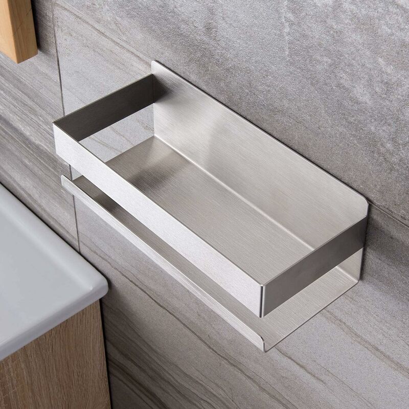 Self Adhesive Shower Caddy No Drilling Shower Caddy Bathroom Shelf SUS304 Stainless Steel(23x10x8cm)