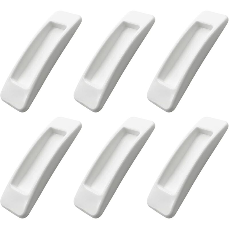 Tinor - Self Adhesive Sliding Door Handles with Double Sided Adhesive Tapes for Cabinets, Windows, Refrigerators, Drawers, Glass Doors (White 6pcs)