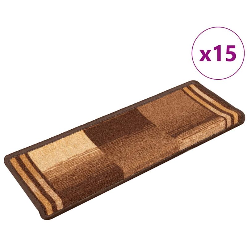 Stair Mats Self-adhesive 15 Pcs 65x21x4 Cm Brown Vidaxl