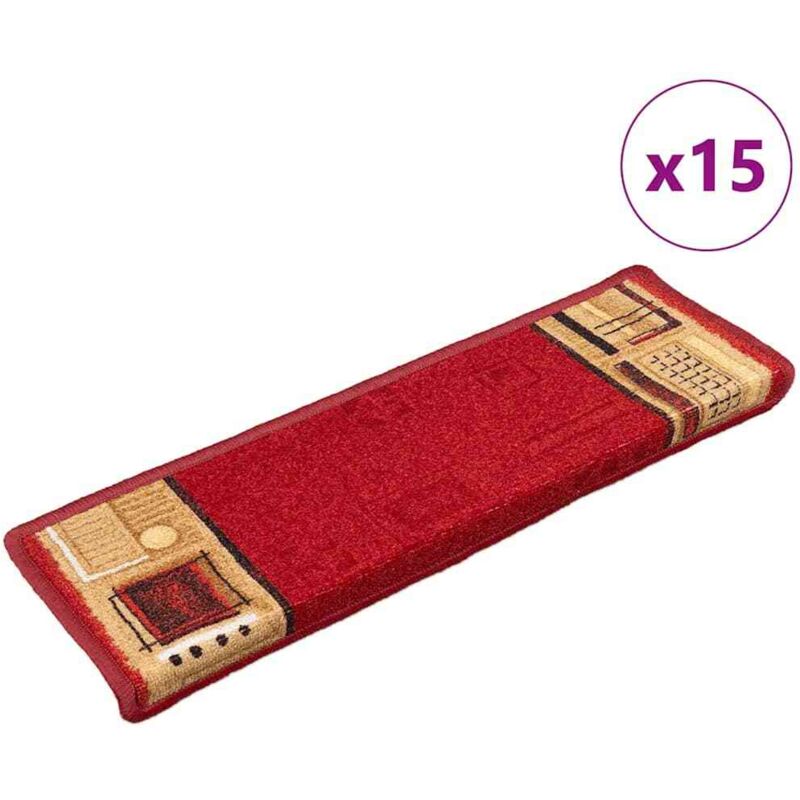 Stair Mats Self-adhesive 15 Pcs 65x21x4 Cm Red Vidaxl