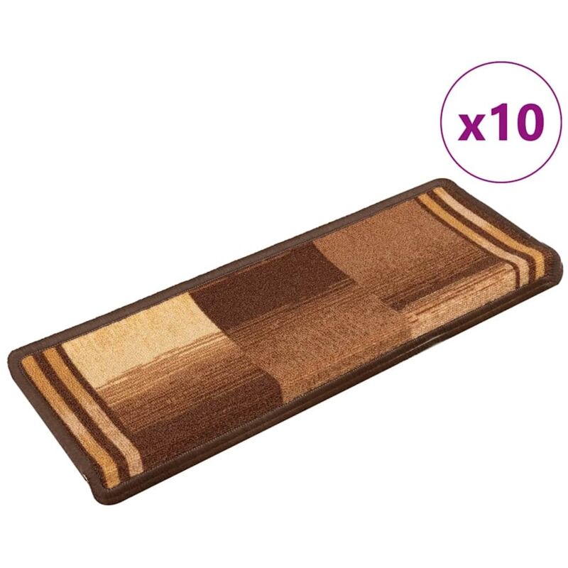 Stair Mats Self-adhesive 10 Pcs 65x21x4 Cm Brown Vidaxl