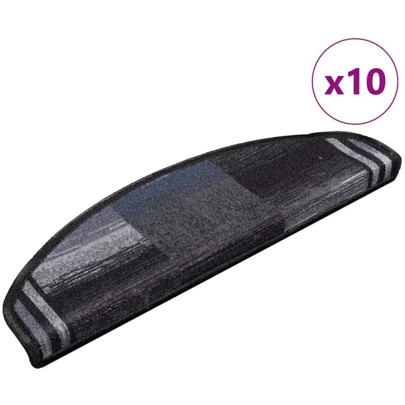 Stair Mats Self-adhesive 10 Pcs 65x21x4 Cm Black And Grey Vidaxl