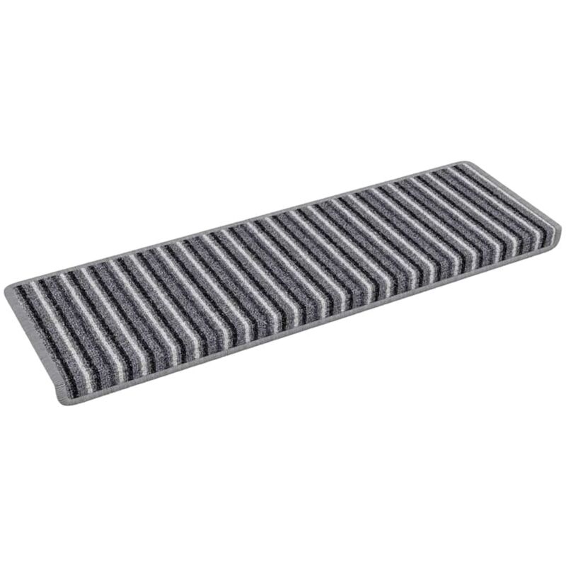 Self-adhesive Stair Mats Striped 15 Pcs Grey 65 X 21 X 4 Cm Vidaxl