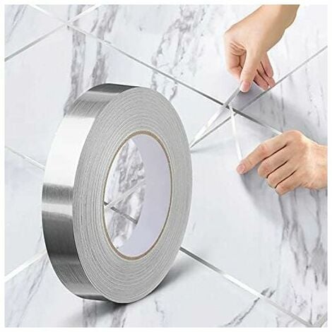 Self Adhesive Tile Decorative Adhesive Tape, Waterproof Joint Line Tape, for Floors, Walls, Ceilings, Doors and Windows, Home Deco (1(2cm50m),Silver)