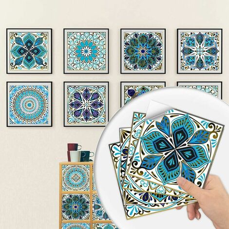 Self Adhesive Tile Wallpaper, PVC Modern Style Waterproof Wall Stickers Decals Home Decor for Bathroom Decor Kitchen Wall Stairs (10 10CM)