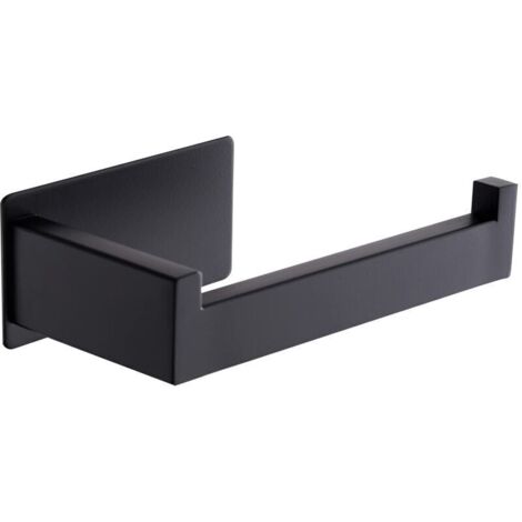 Self-adhesive toilet paper holder, no drilling required. Made of matte black stainless steel.