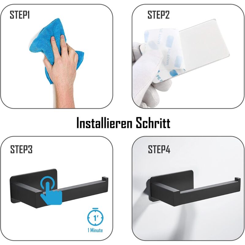Image of ZVD - Self-adhesive toilet paper holder - Without drilling - In stainless steel