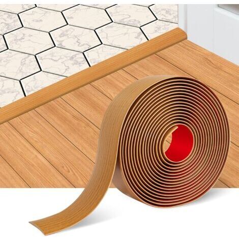 Self-adhesive transition strips for laminate flooring, 5 cm wide, flat separator, elegant wood grain pattern (1 meter, light brown).
