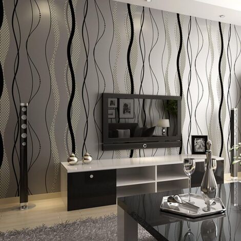 Self Adhesive Wallpaper 10x0.53M Embossed Wallpaper Damask Stripe Wallpaper Rolls 3D Effect Background Decor Stripe Curve Textured Wallpaper for Furniture Removable Peel