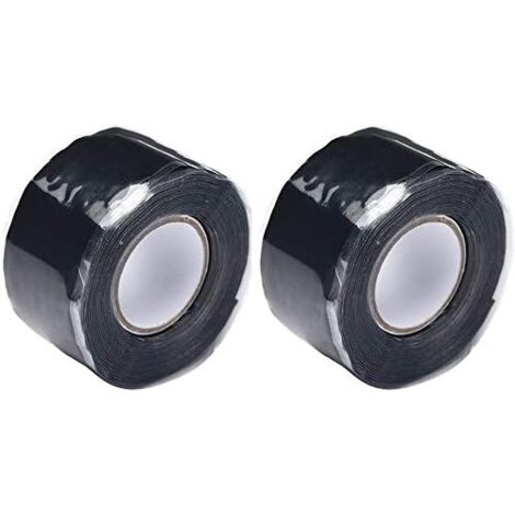 Self Amalgamating Silicone Tape Gripping Silicone Tape Self Amalgamating Silicone Rubber Tape Insulation Sealing Tape Repair Tape Black 1.5mx25mm Black (2 Rolls)