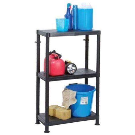 Self Assembly Plastic Shelving 3 Shelf Unit 60cm L x 30cm W x 97cm H
