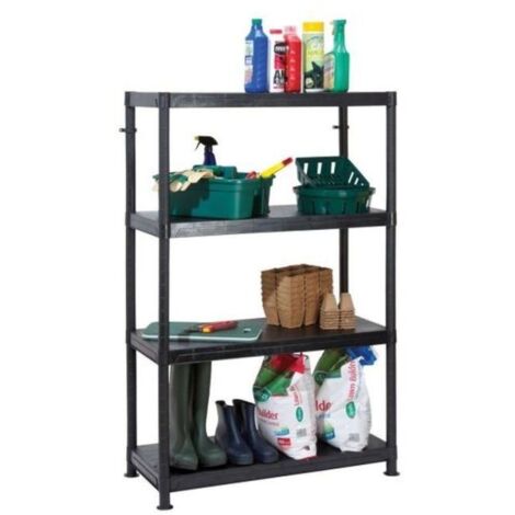 Self Assembly Plastic Shelving 4 Shelf Unit 90cm L x 40cm W x 140cm H