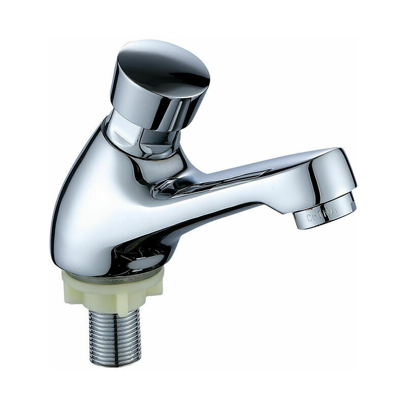 Self-closing faucet Washbasin Chrome faucet Automatic closing Water saving (1pcs)